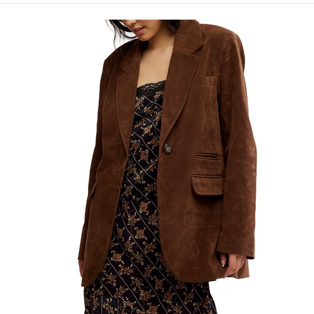 Free People We the Free Paper Cut Faux Suede Blazer